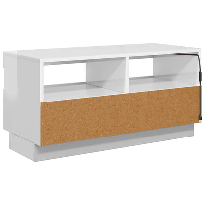 vidaXL TV-Schrank mit LED-Leuchten Hochglanz-Weiß 80x35x40 cm