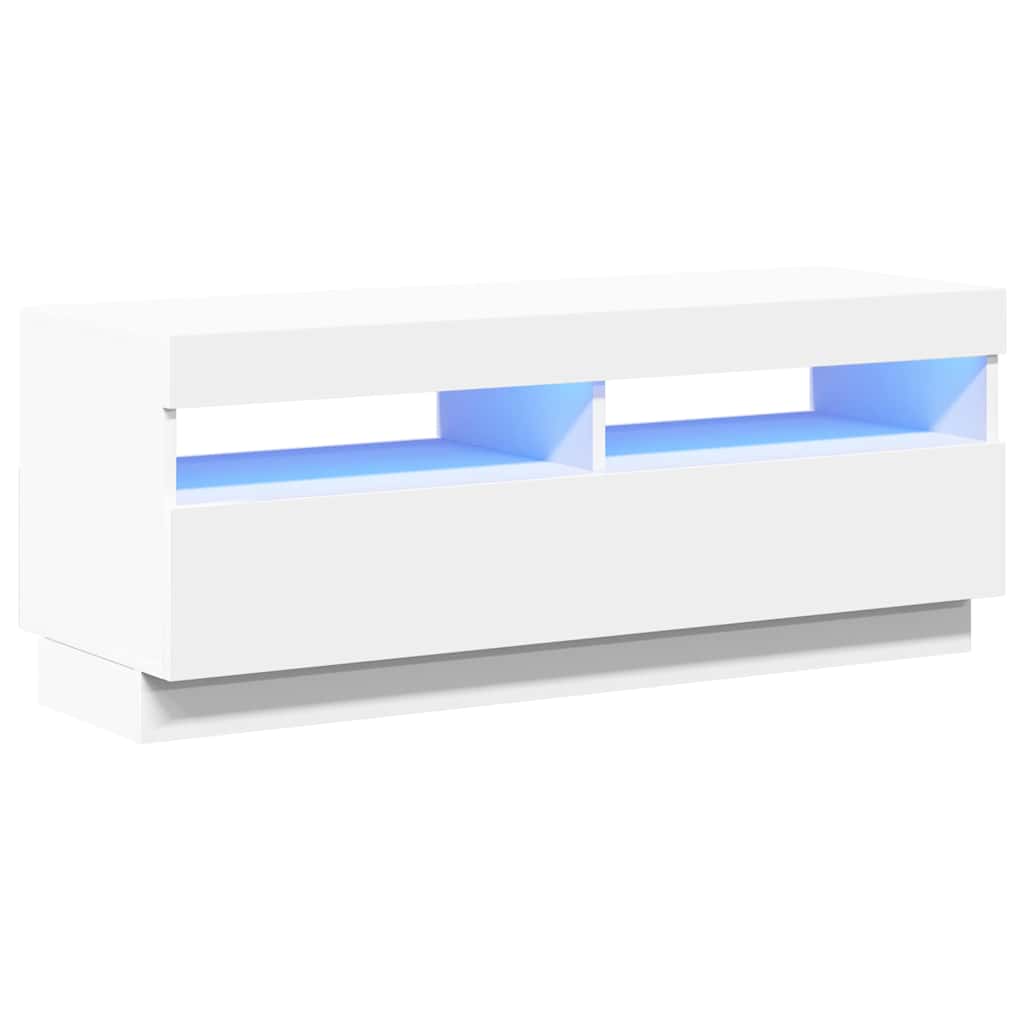 Meuble TV vidaXL avec lumières LED Blanc 100x35x40 cm