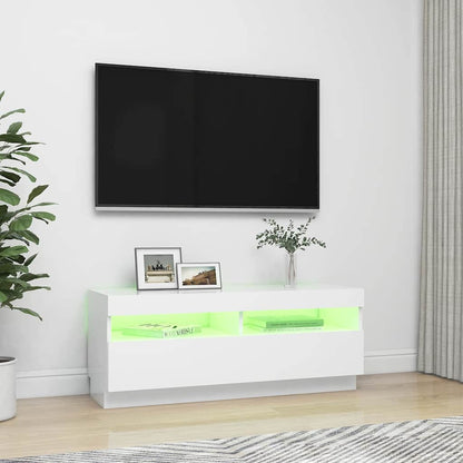 Meuble TV vidaXL avec lumières LED Blanc 100x35x40 cm