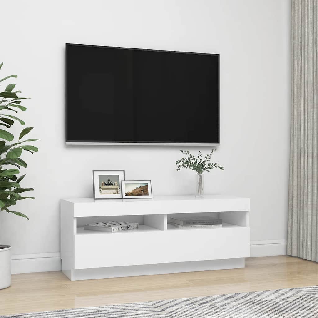Meuble TV vidaXL avec lumières LED Blanc 100x35x40 cm