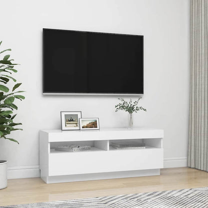 Meuble TV vidaXL avec lumières LED Blanc 100x35x40 cm