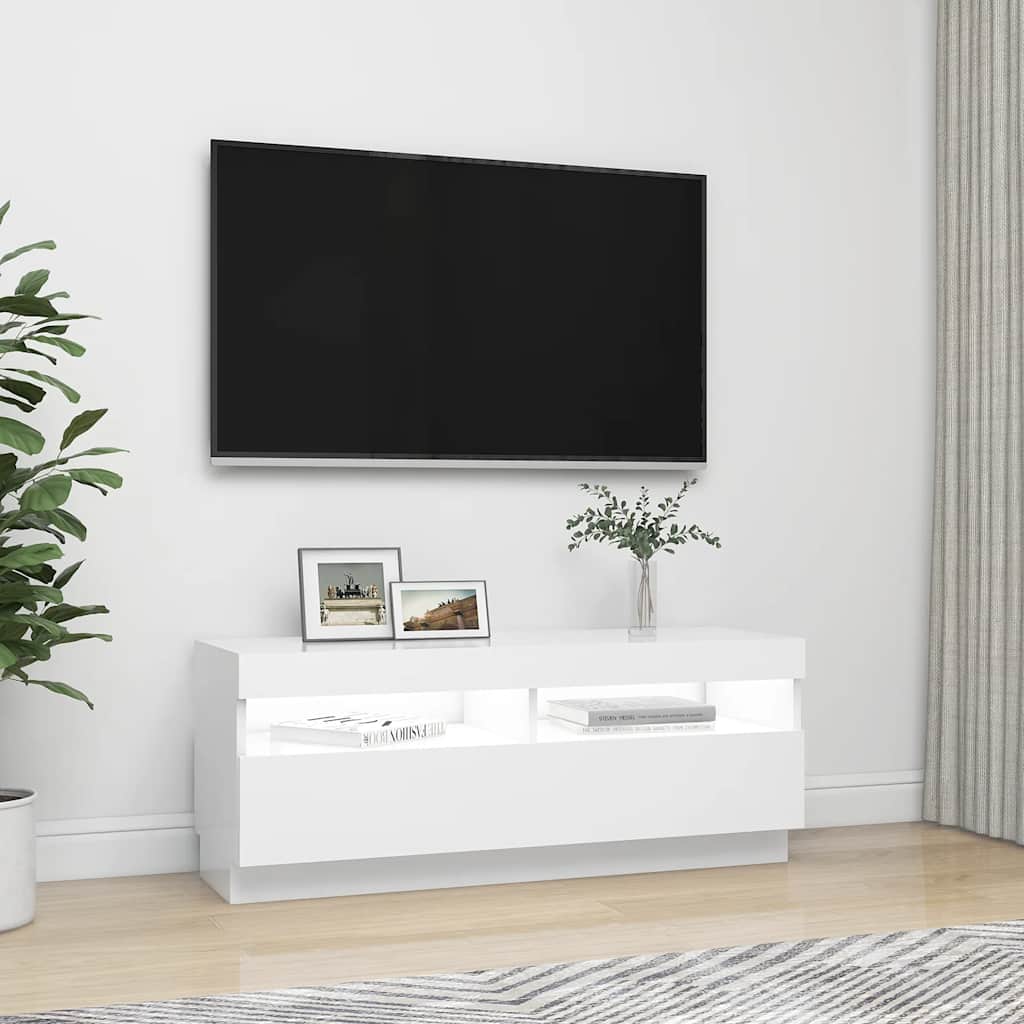 Meuble TV vidaXL avec lumières LED Blanc 100x35x40 cm