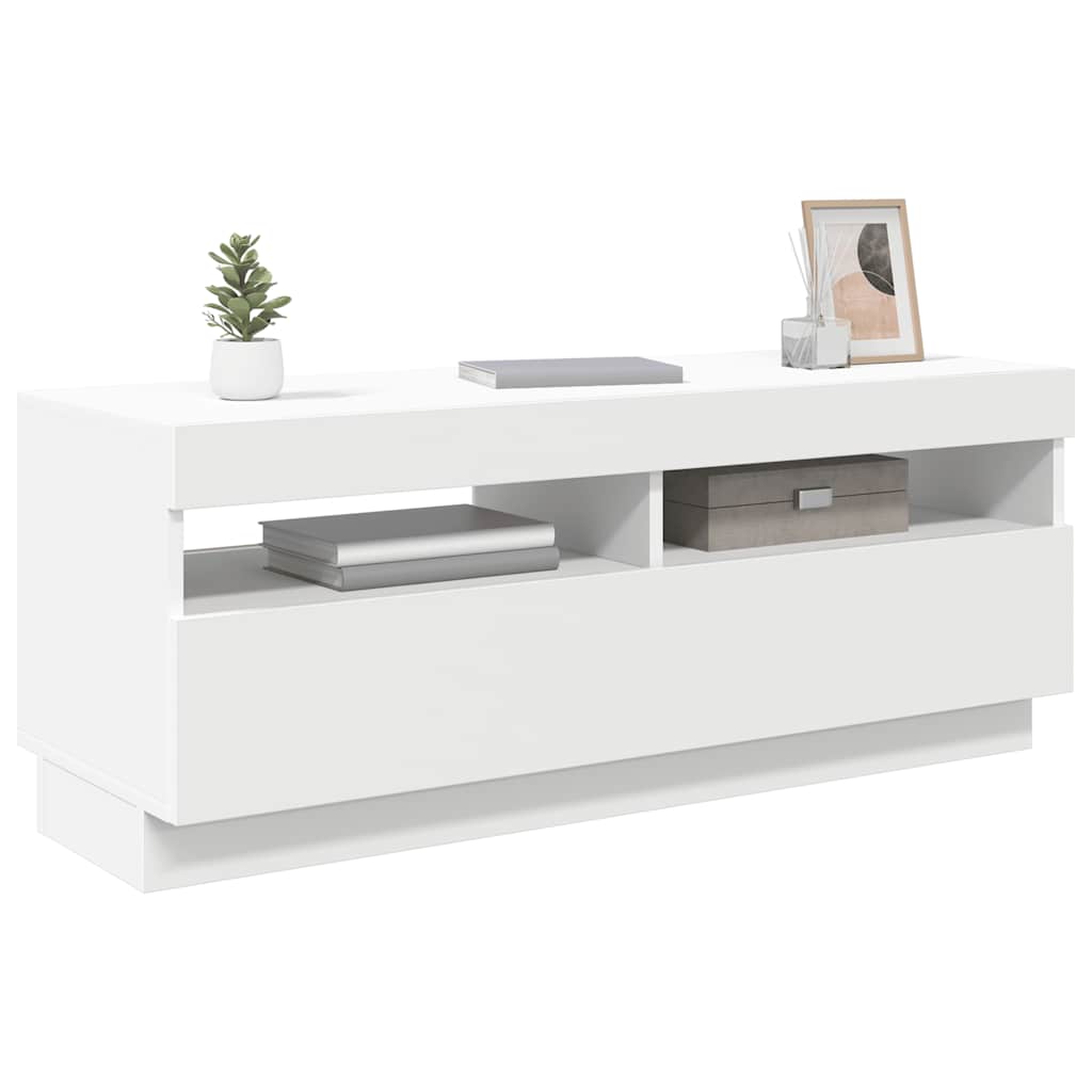 Meuble TV vidaXL avec lumières LED Blanc 100x35x40 cm