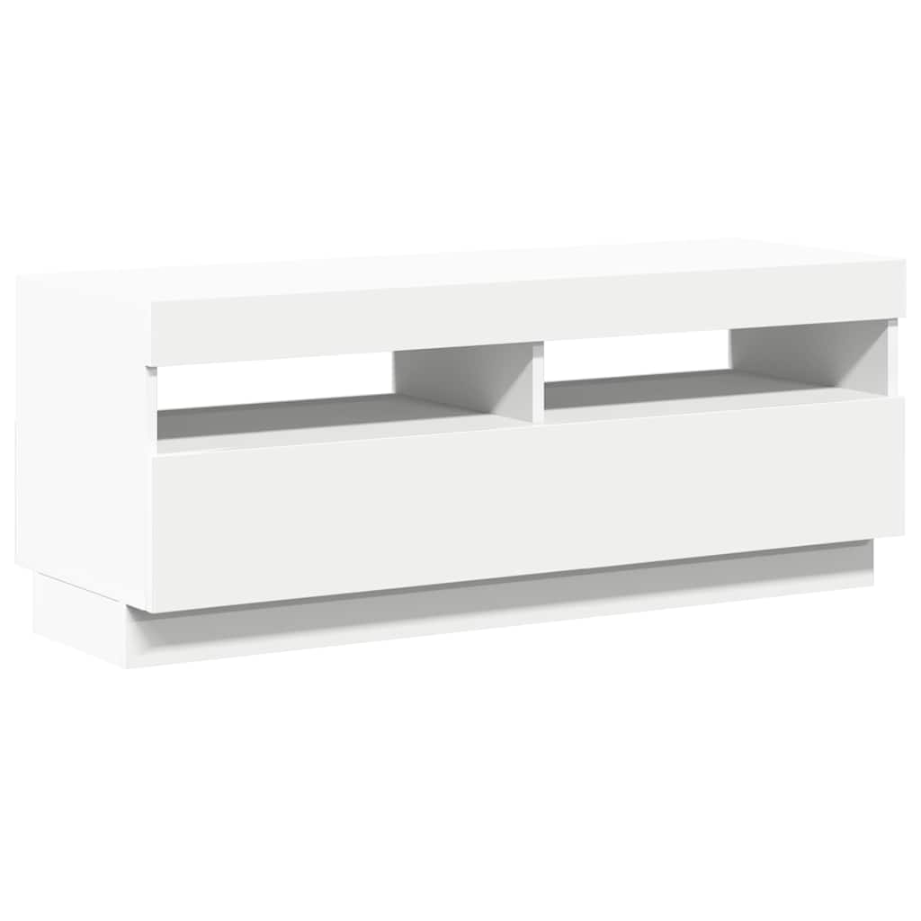 Meuble TV vidaXL avec lumières LED Blanc 100x35x40 cm
