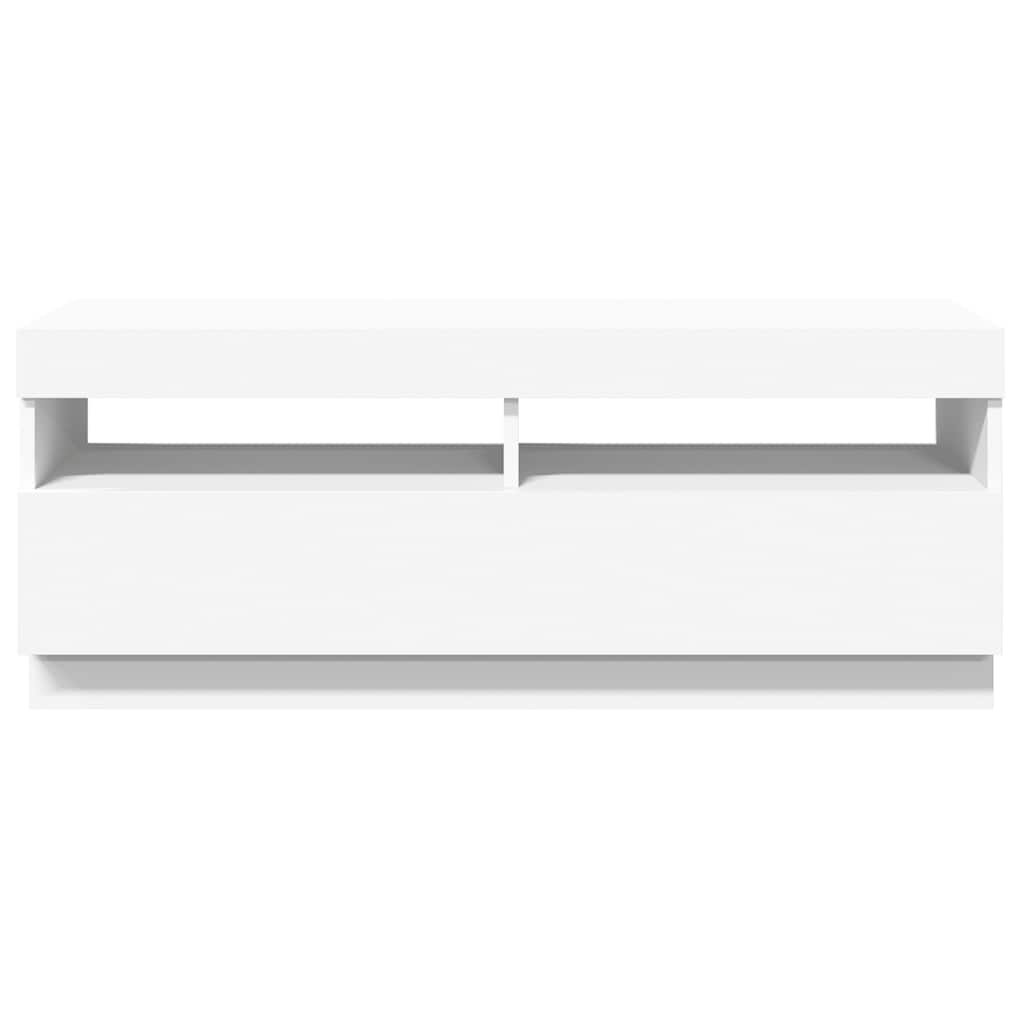 Meuble TV vidaXL avec lumières LED Blanc 100x35x40 cm