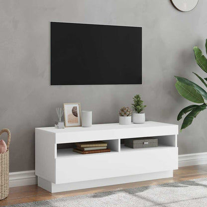 Meuble TV vidaXL avec lumières LED Blanc 100x35x40 cm