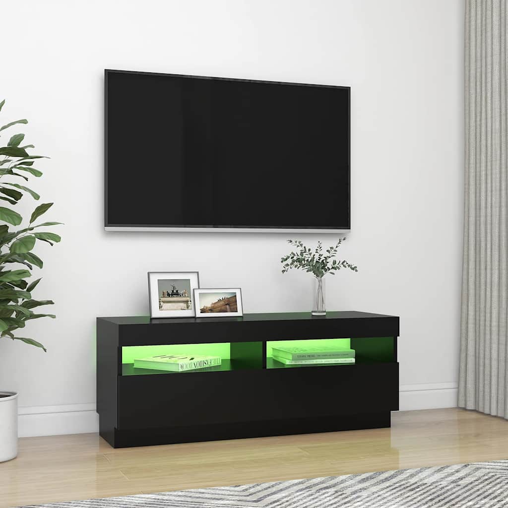 Meuble TV vidaXL avec lumières LED noir 100x35x40 cm