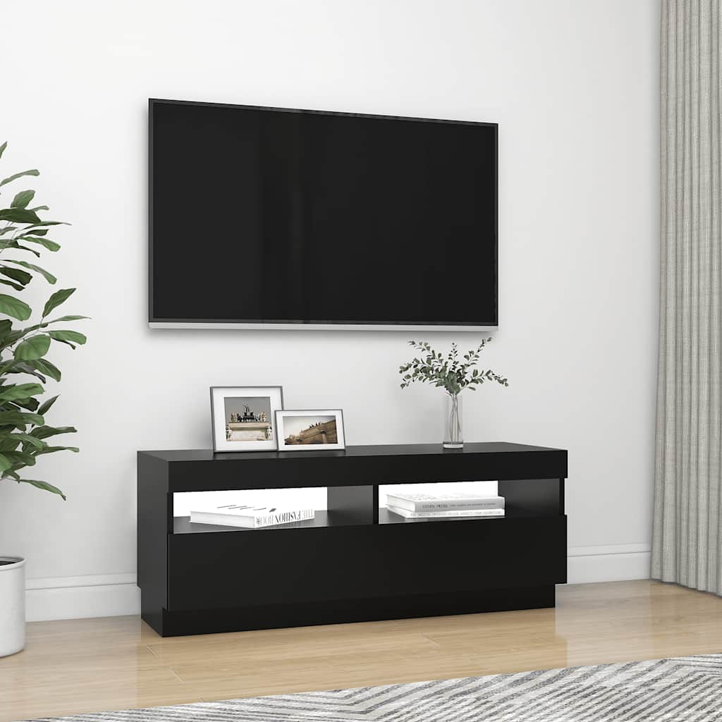 Meuble TV vidaXL avec lumières LED noir 100x35x40 cm