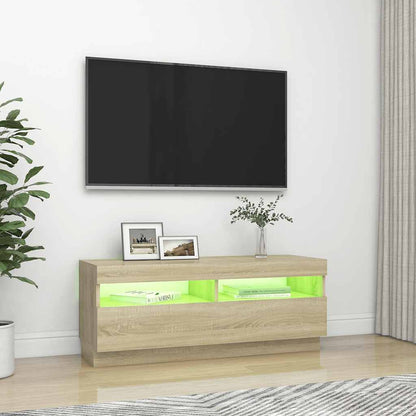 Meuble TV vidaXL avec lumières LED chêne Sonoma 100x35x40 cm