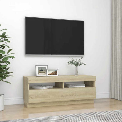Meuble TV vidaXL avec lumières LED chêne Sonoma 100x35x40 cm