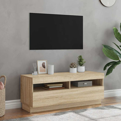 Meuble TV vidaXL avec lumières LED chêne Sonoma 100x35x40 cm