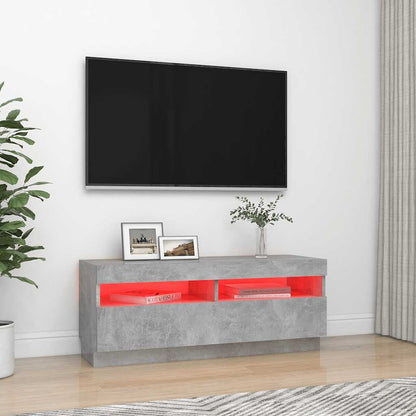 vidaXL Meuble TV avec lumières LED Gris béton 100x35x40 cm