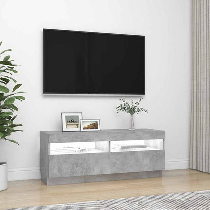 vidaXL Meuble TV avec lumières LED Gris béton 100x35x40 cm