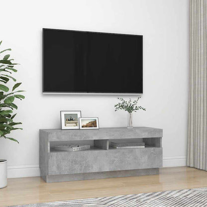 vidaXL Meuble TV avec lumières LED Gris béton 100x35x40 cm