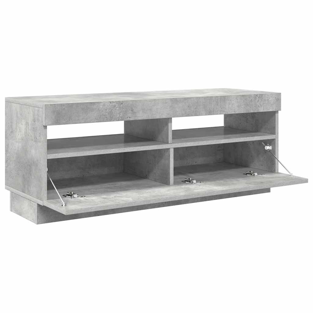 vidaXL Meuble TV avec lumières LED Gris béton 100x35x40 cm