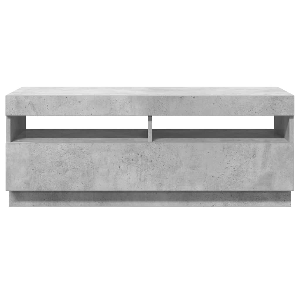 vidaXL Meuble TV avec lumières LED Gris béton 100x35x40 cm