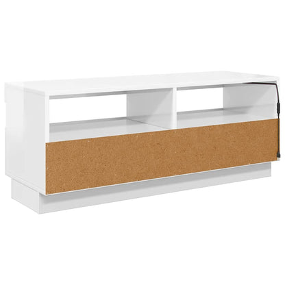 Meuble TV vidaXL avec lumières LED blanc brillant 100x35x40 cm