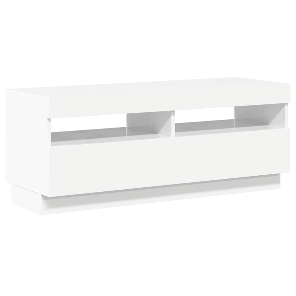 Meuble TV vidaXL avec lumières LED blanc brillant 100x35x40 cm