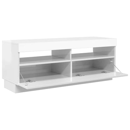 Meuble TV vidaXL avec lumières LED blanc brillant 100x35x40 cm