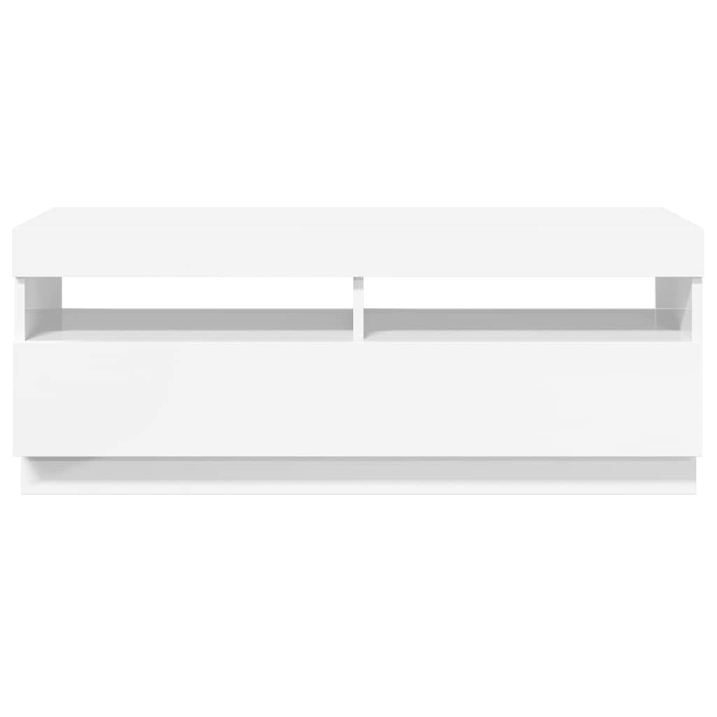 Meuble TV vidaXL avec lumières LED blanc brillant 100x35x40 cm