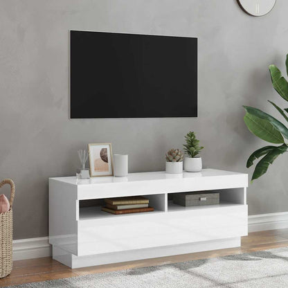 Meuble TV vidaXL avec lumières LED blanc brillant 100x35x40 cm