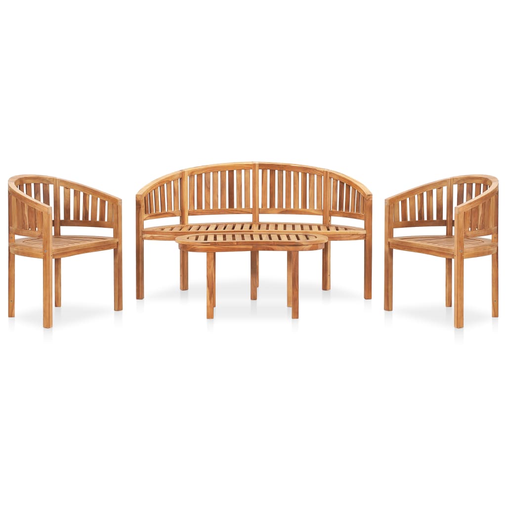 vidaXL Salon de jardin 4 pcs en teck massif