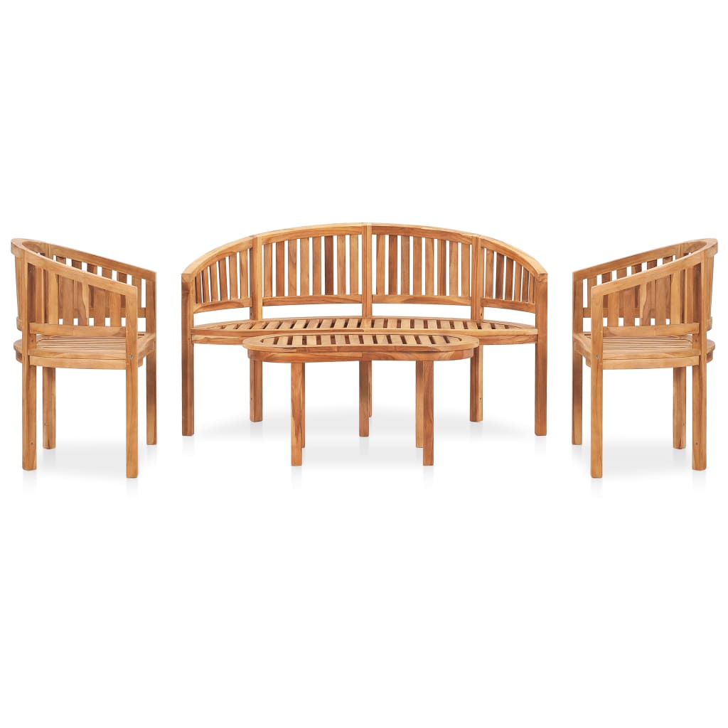 vidaXL Salon de jardin 4 pcs en teck massif