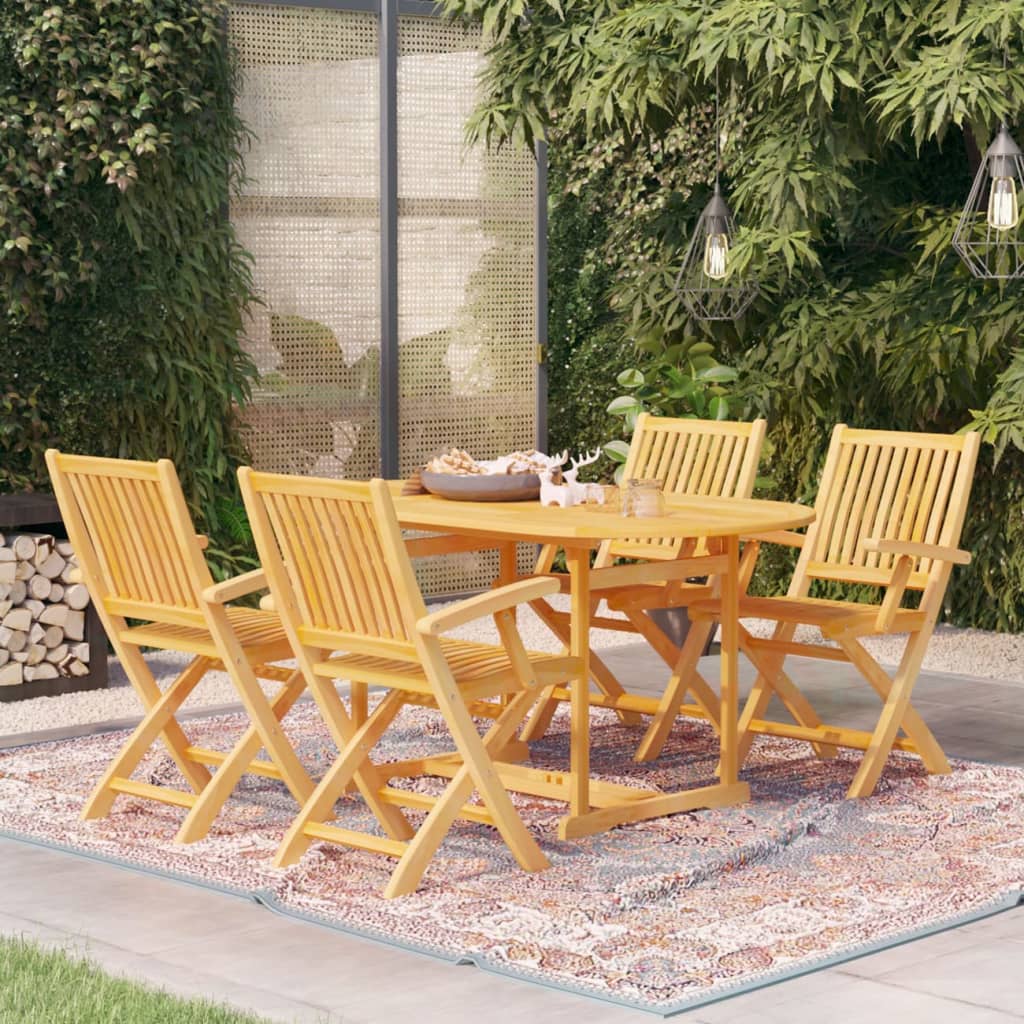vidaXL 5-tlg. Garten-Essgruppe Massivholz Teak