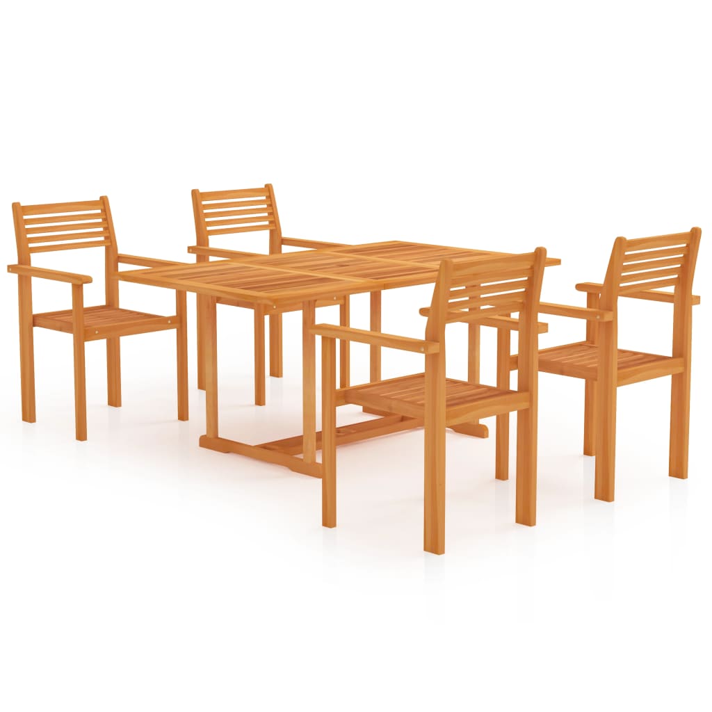 vidaXL 5-tlg. Garten-Essgruppe Massivholz Teak