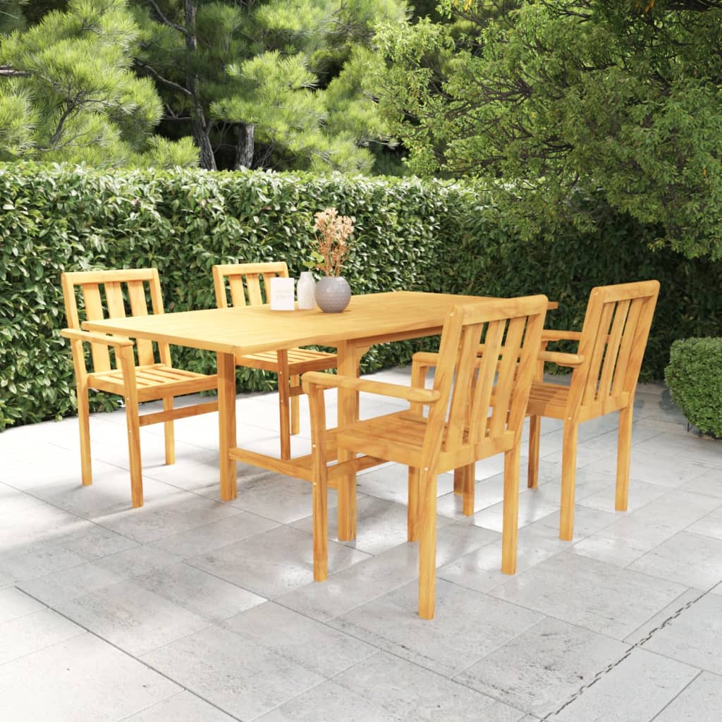 vidaXL Ensemble de salle à manger de jardin 5 pcs en teck massif