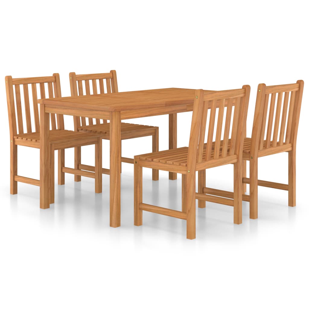 vidaXL 5-teiliges Garten-Ess-Set 140 x 80 cm Massivholz Teak