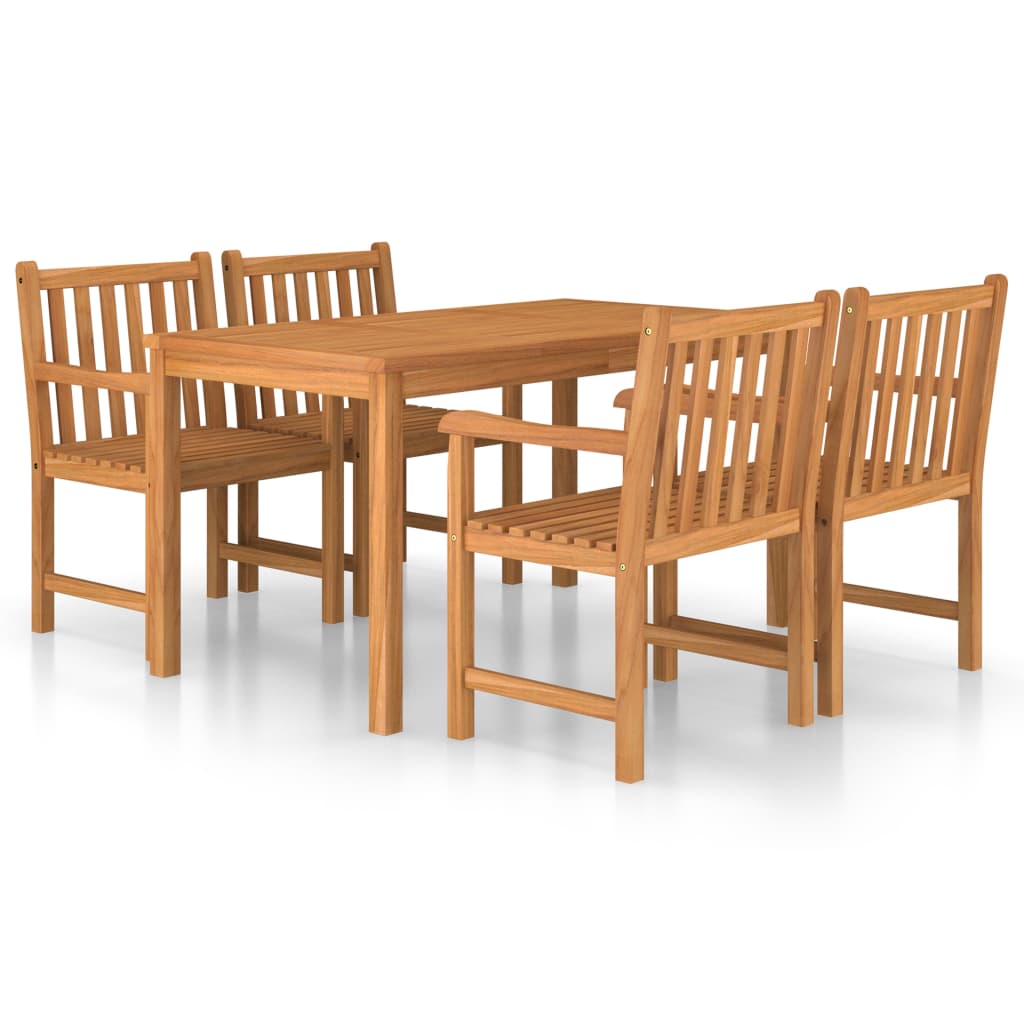 vidaXL 5-teiliges Garten-Ess-Set 140 x 80 cm Massivholz Teak