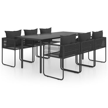 vidaXL 7-tlg. Garten-Essgruppe PVC Rattan Schwarz