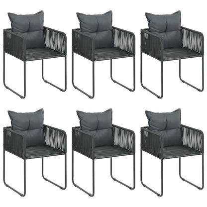 vidaXL 7-tlg. Garten-Essgruppe PVC Rattan Schwarz