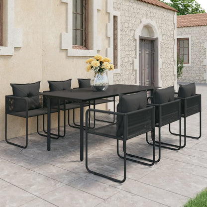 vidaXL 7-tlg. Garten-Essgruppe PVC Rattan Schwarz