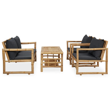 vidaXL Salon de jardin 4 pcs avec coussins Bambou