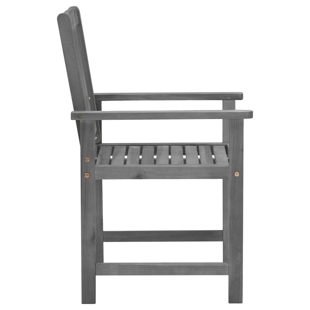 vidaXL Gartenstühle mit Kissen 2 Stk. Grau Massivholz Akazie