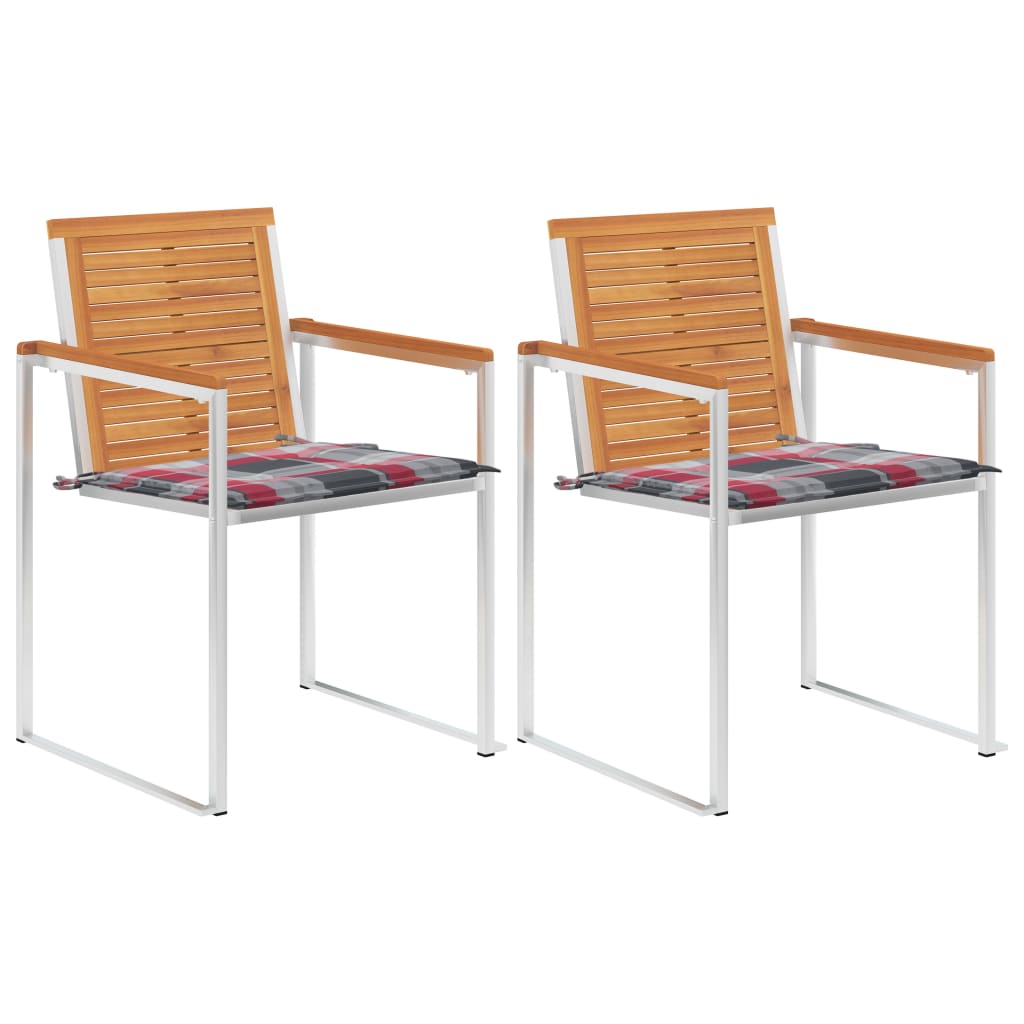 vidaXL Chaises de jardin avec coussins 2 pcs Bois d'acacia massif et acier
