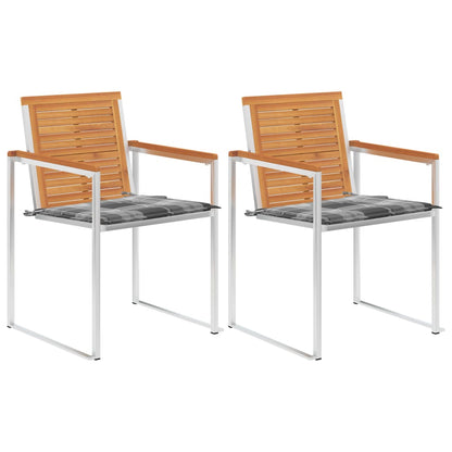 vidaXL Chaises de jardin avec coussins 2 pcs Bois d'acacia massif et acier