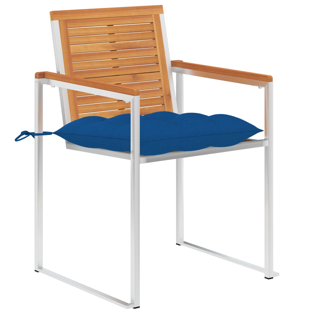 vidaXL Gartenstühle mit Kissen 2 Stk. Massivholz Akazie und Stahl