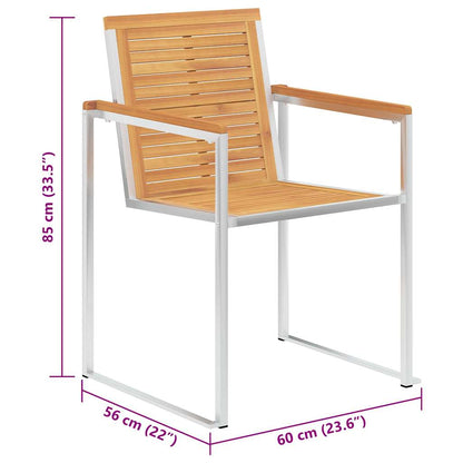 vidaXL Gartenstühle mit Kissen 2 Stk. Massivholz Teak und Stahl