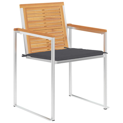 vidaXL Gartenstühle mit Kissen 2 Stk. Massivholz Teak und Stahl