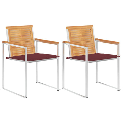 vidaXL Chaises de jardin avec coussins 2 pcs Bois de teck massif et acier