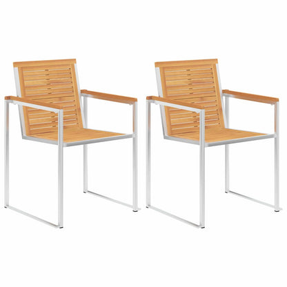 vidaXL Chaises de jardin avec coussins 2 pcs Bois de teck massif et acier