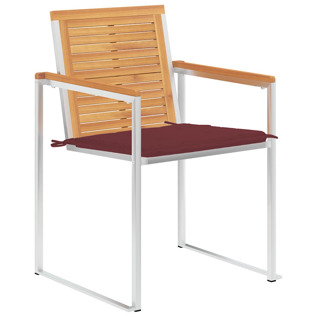 vidaXL Chaises de jardin avec coussins 2 pcs Bois de teck massif et acier