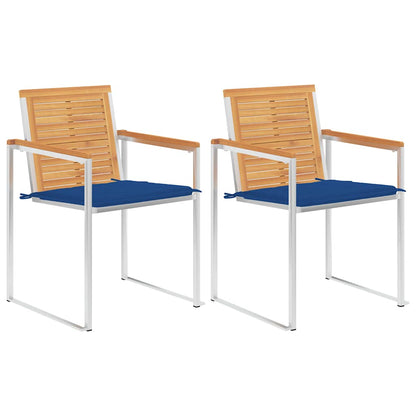 vidaXL Chaises de jardin avec coussins 2 pcs. Bois de teck massif et acier