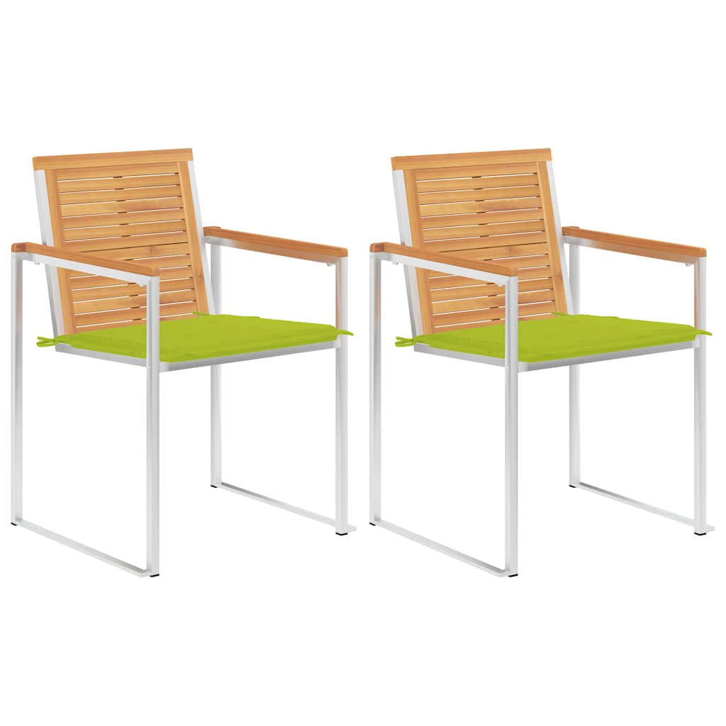 vidaXL Gartenstühle mit Kissen 2 Stk. Massivholz Teak und Stahl