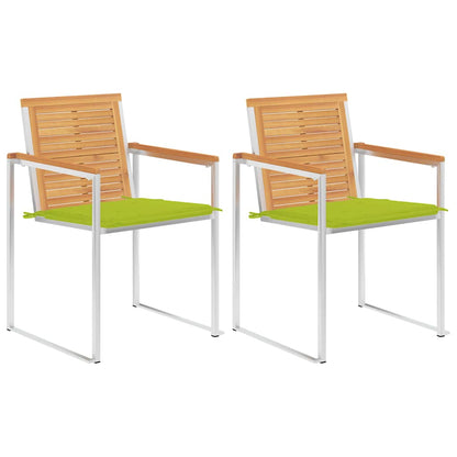 vidaXL Gartenstühle mit Kissen 2 Stk. Massivholz Teak und Stahl