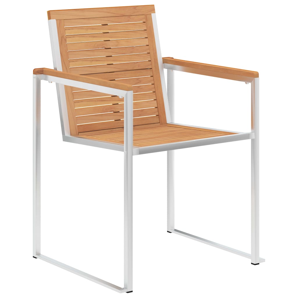 vidaXL Gartenstühle mit Kissen 2 Stk. Massivholz Teak und Stahl