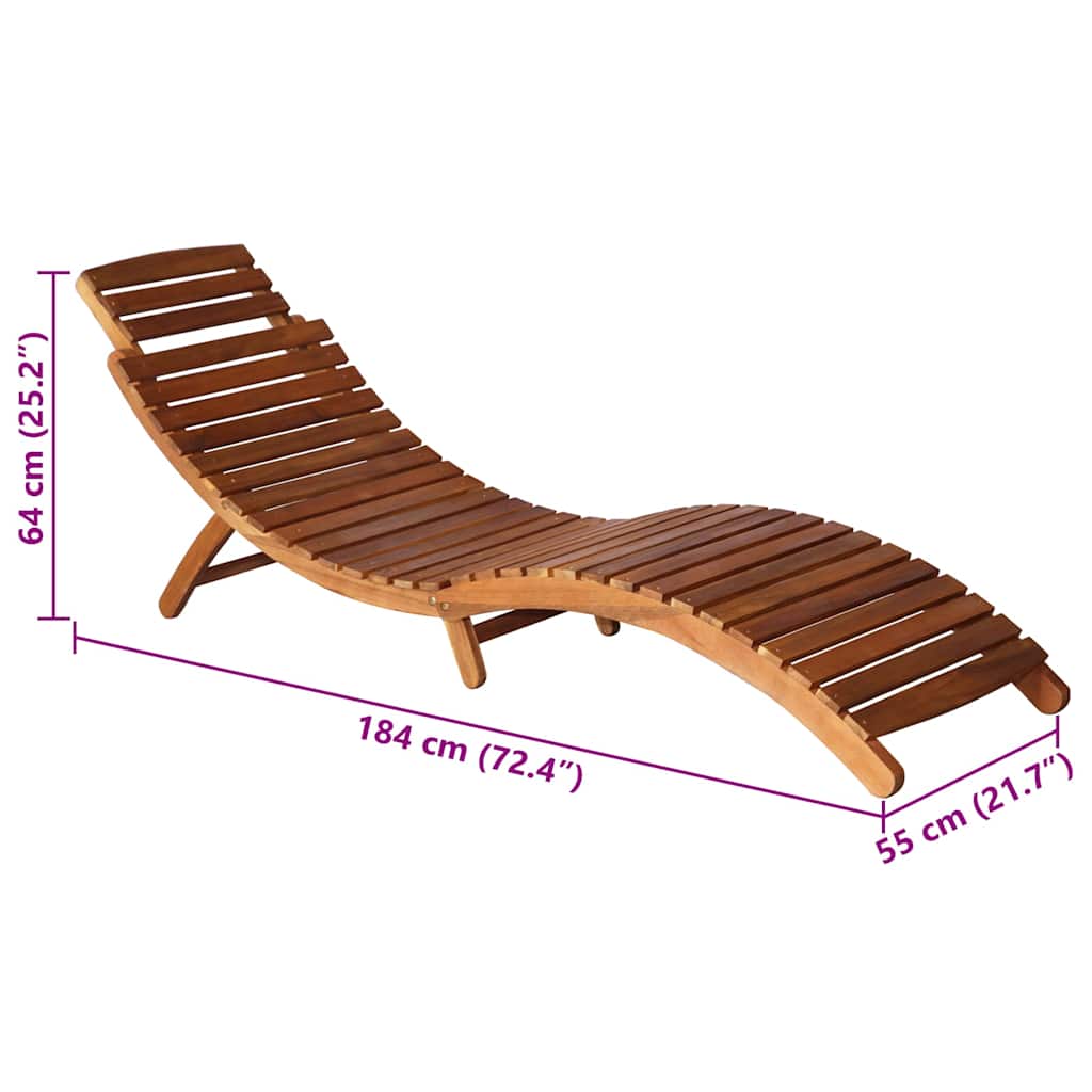 vidaXL Sonnenliege mit Tisch und Auflage Massivholz Akazie